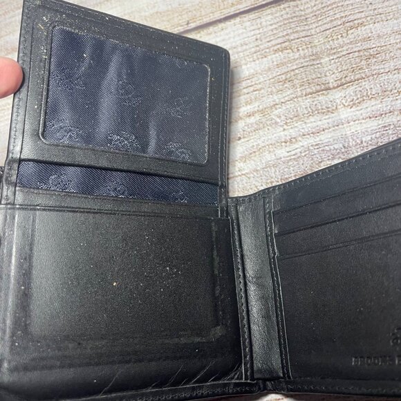 Brooks Brothers Black Genuine Leather Bifold Money Card Case Wallet - Picture 3 of 4